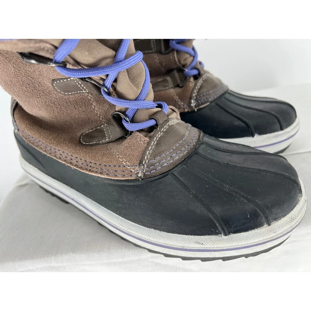 Target Thermolite Men Duck Boots Brown Suede Faux‎ Fur Lined Purple Laces Size 5